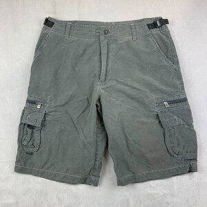 Kuhl Mens Shorts Large Gray Cargo Vintage Patina Dye Cotton Nylon Outdoor Hiking